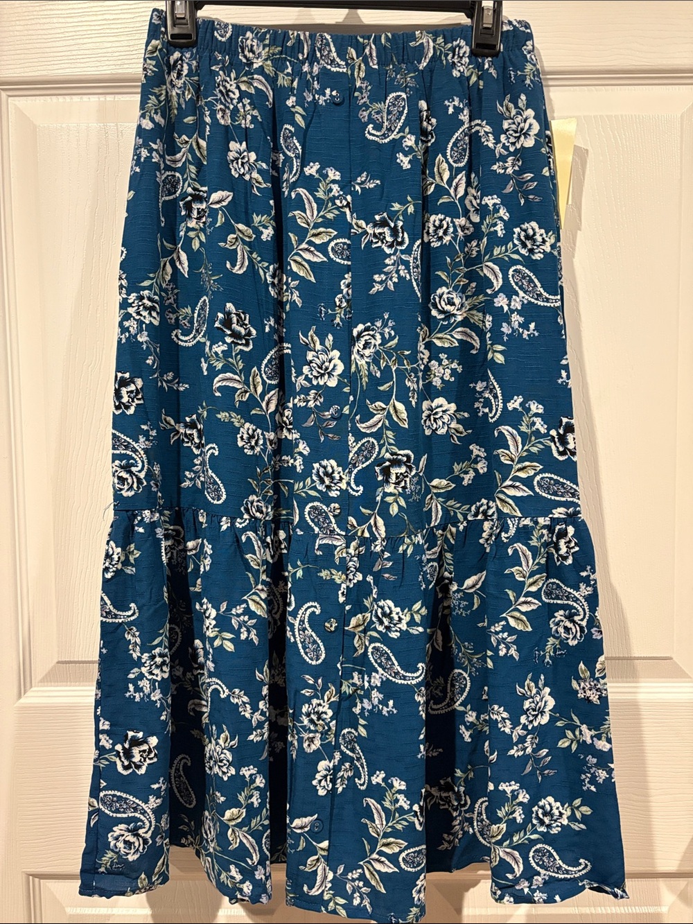 Kohl's Teal Floral Paisley Tiered Maxi Skirt